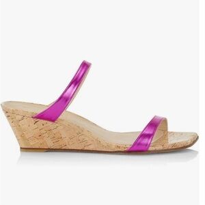 The Stuart Weitzman Aleena 50 Wedge Sandal size 6. Color AZALEA